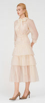 Julie Layered Ribbon Organza Midi Dress - MEAN BLVD