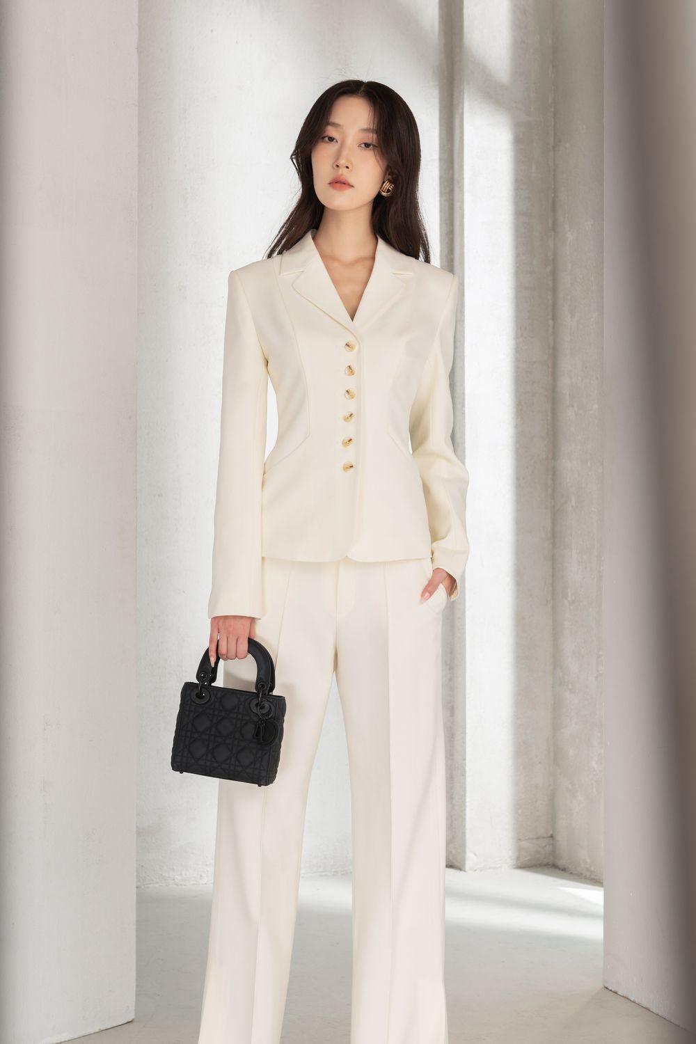 Juliet Structured Notch Lapel Polycotton Blazer - MEAN BLVD