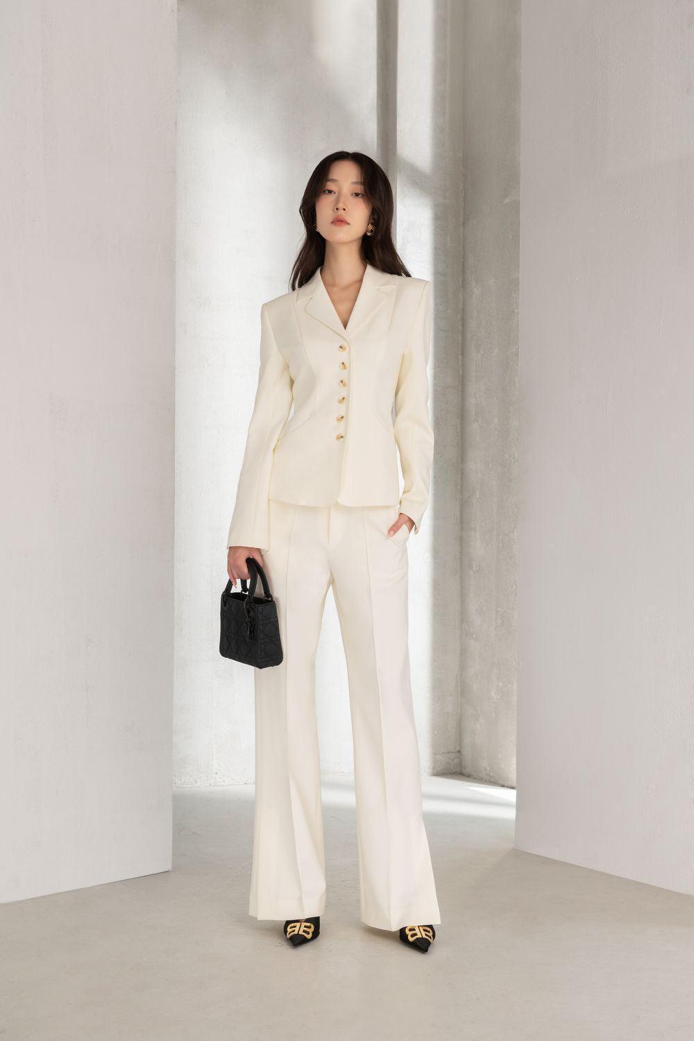 Juliet Structured Notch Lapel Polycotton Blazer - MEAN BLVD