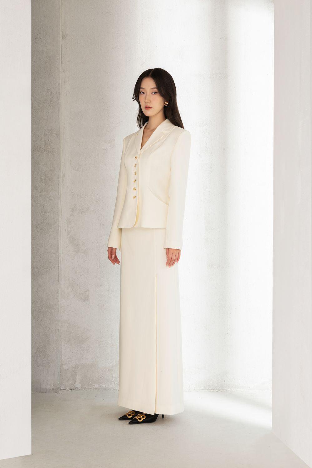 Juliet Structured Notch Lapel Polycotton Blazer - MEAN BLVD