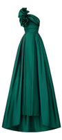 Julieta Fit and Flare One Shoulder Silk Taffeta Floor Length Dress - MEAN BLVD