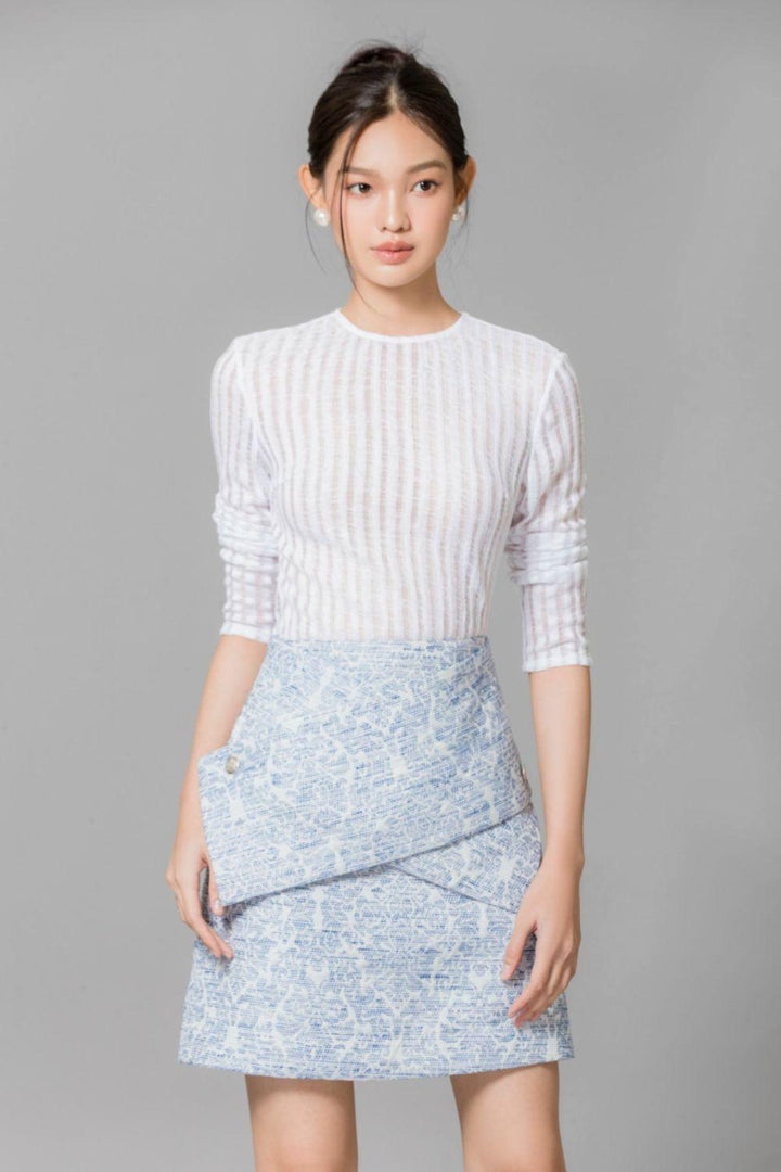 Julissa A-line Crossover Brocade Mini Skirt - MEAN BLVD