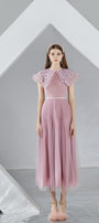 Jully Gathered Round Neck Organza Midi Dress - MEAN BLVD