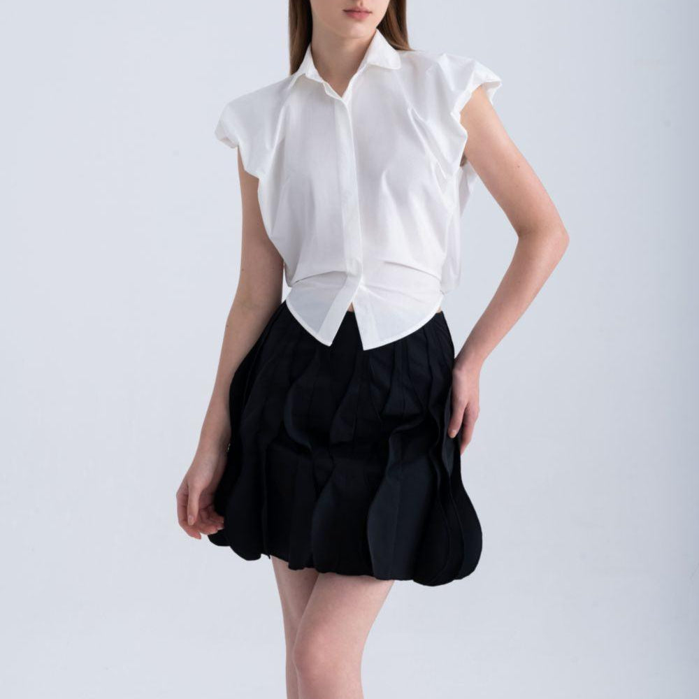 Junic A-line High Waist Silk Mini Skirt - MEAN BLVD