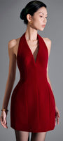 Juniper Halter Backless Velvet Mini Dress - MEAN BLVD