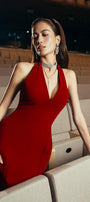Juniper Halter Backless Velvet Mini Dress - MEAN BLVD