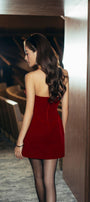 Juniper Halter Backless Velvet Mini Dress - MEAN BLVD