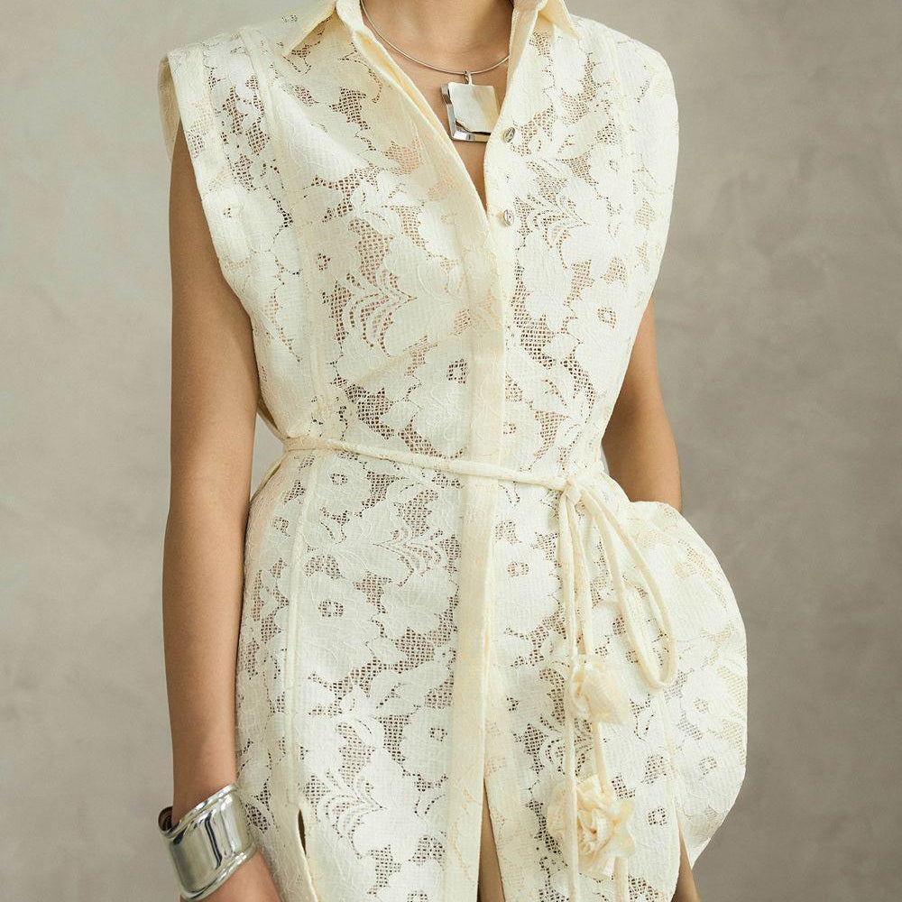 Juvela Straight Collared Neck Lace Shirt - MEAN BLVD