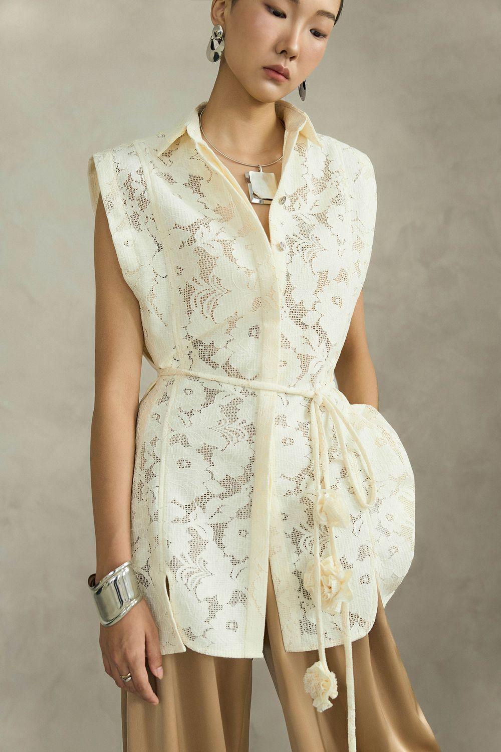 Juvela Straight Collared Neck Lace Shirt - MEAN BLVD