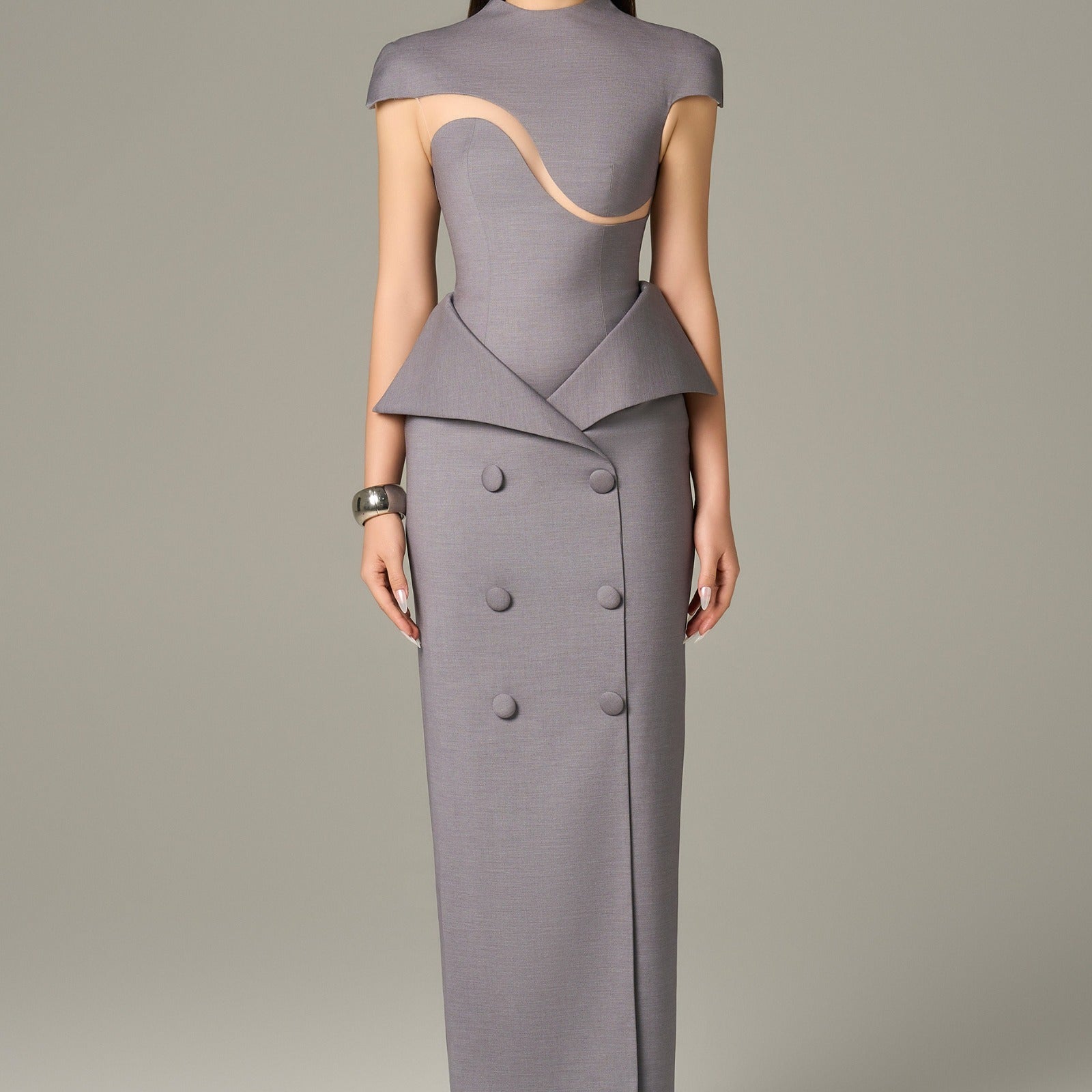 Vogue Button Maxi Dress