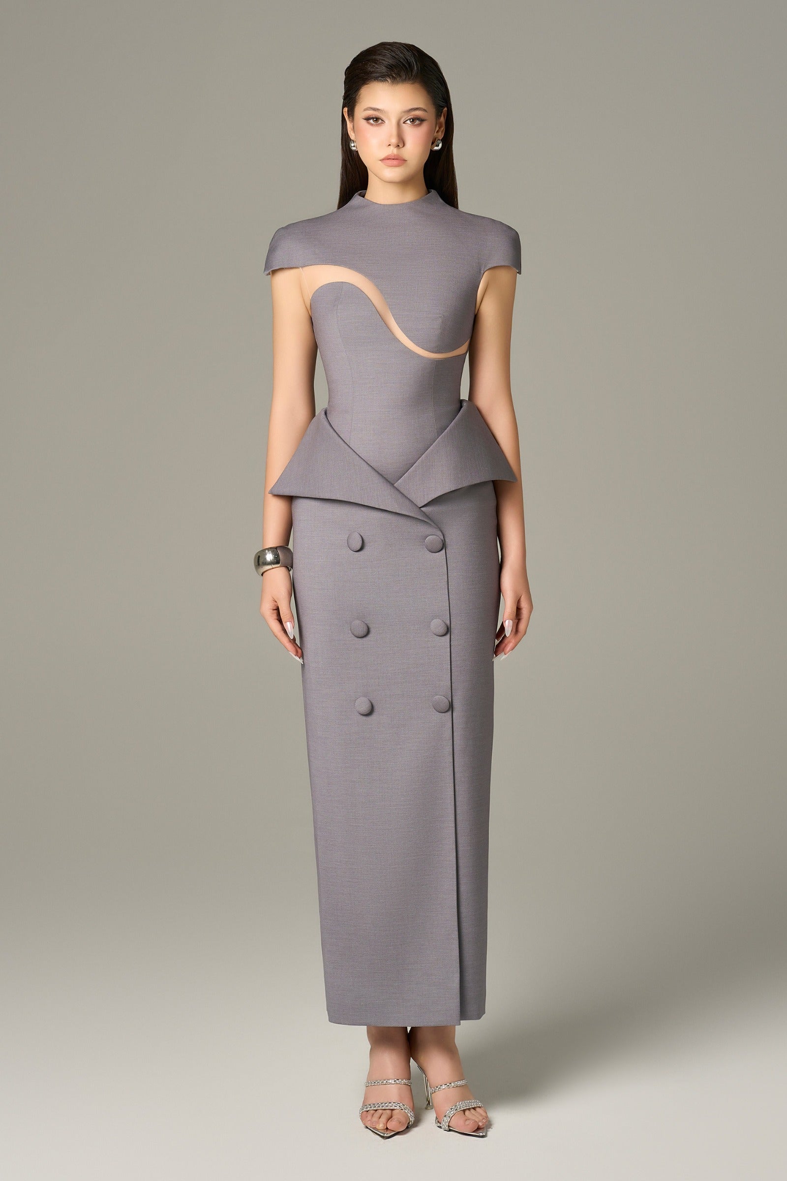Vogue Button Maxi Dress