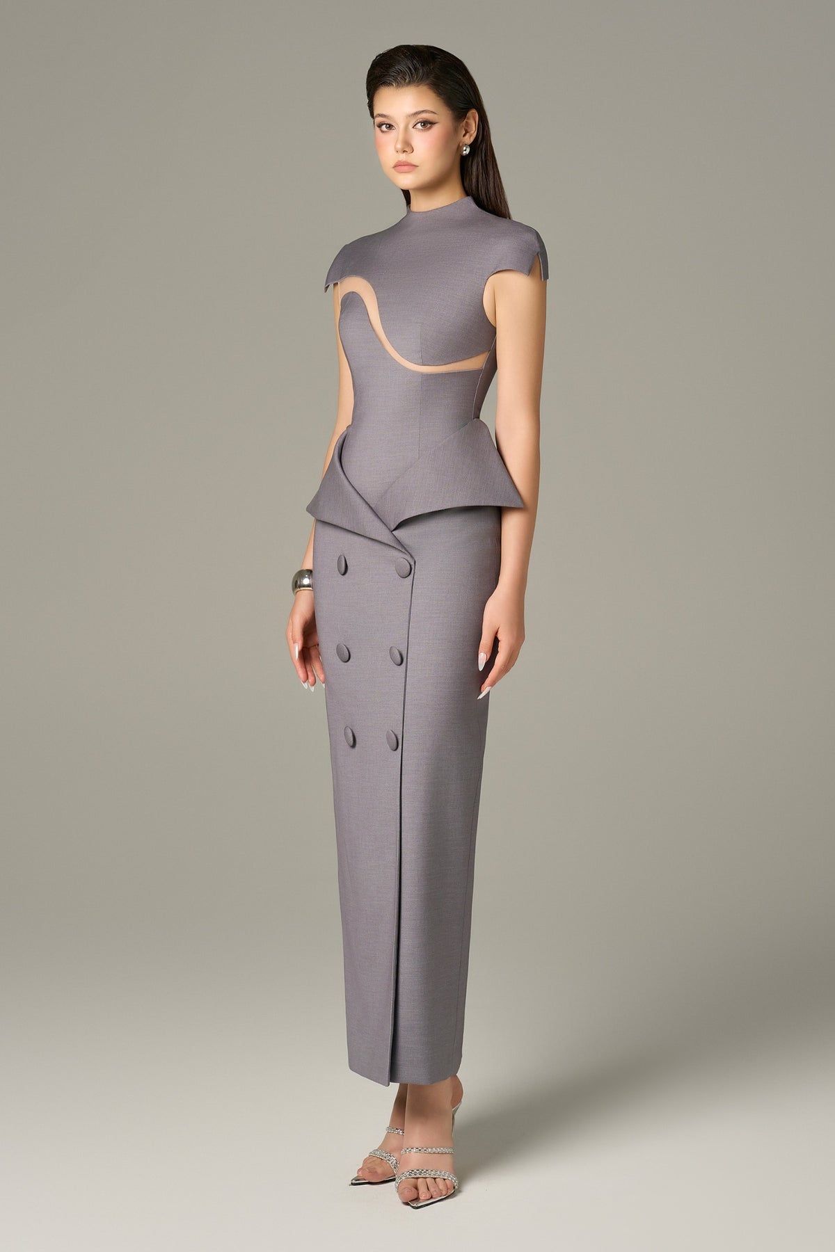 Vogue Button Maxi Dress