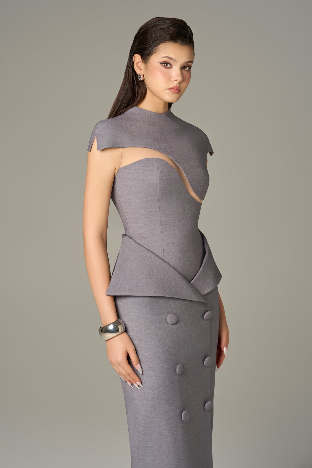Vogue Button Maxi Dress