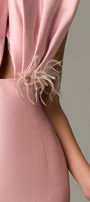 Seeshell Plume Feather & Crystal Embellished Maxi Dress With Draped Bust Cup 8