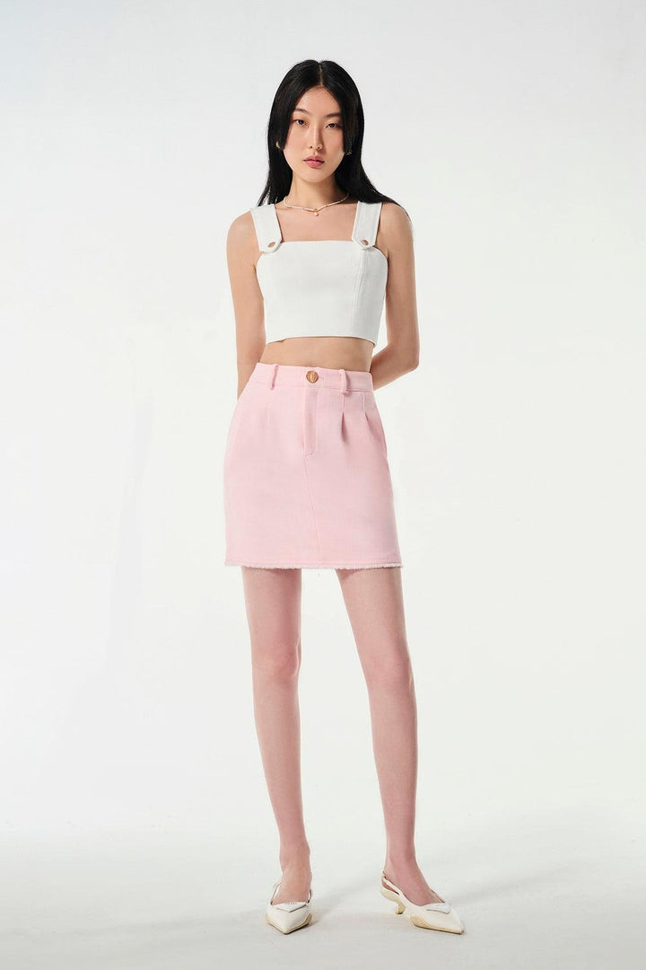 Kaia A-line Fringed Wool Twill Mini Skirt - MEAN BLVD