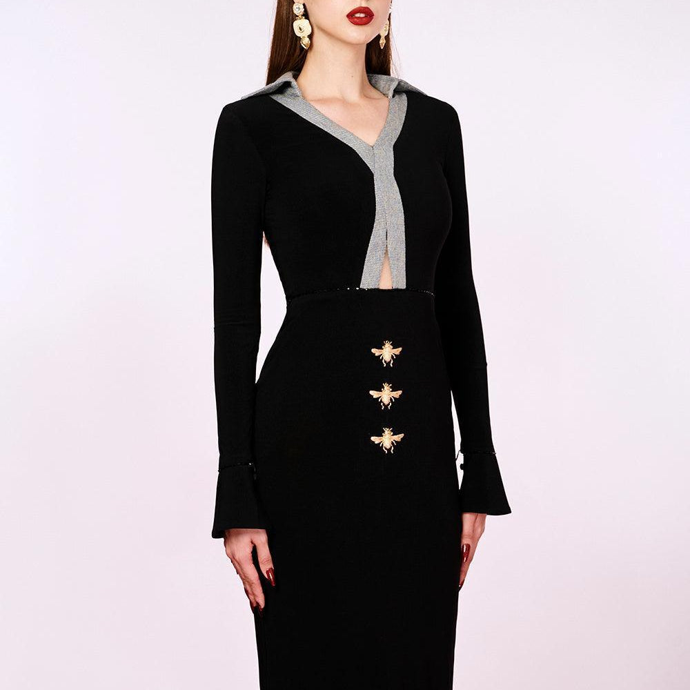 Kairos Pencil Long Sleeved Cotton Denim Midi Dress - MEAN BLVD