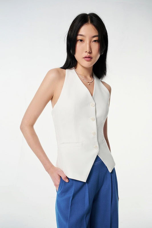 Kaisa Halter Sleeveless Wool Cotton Vest - MEAN BLVD