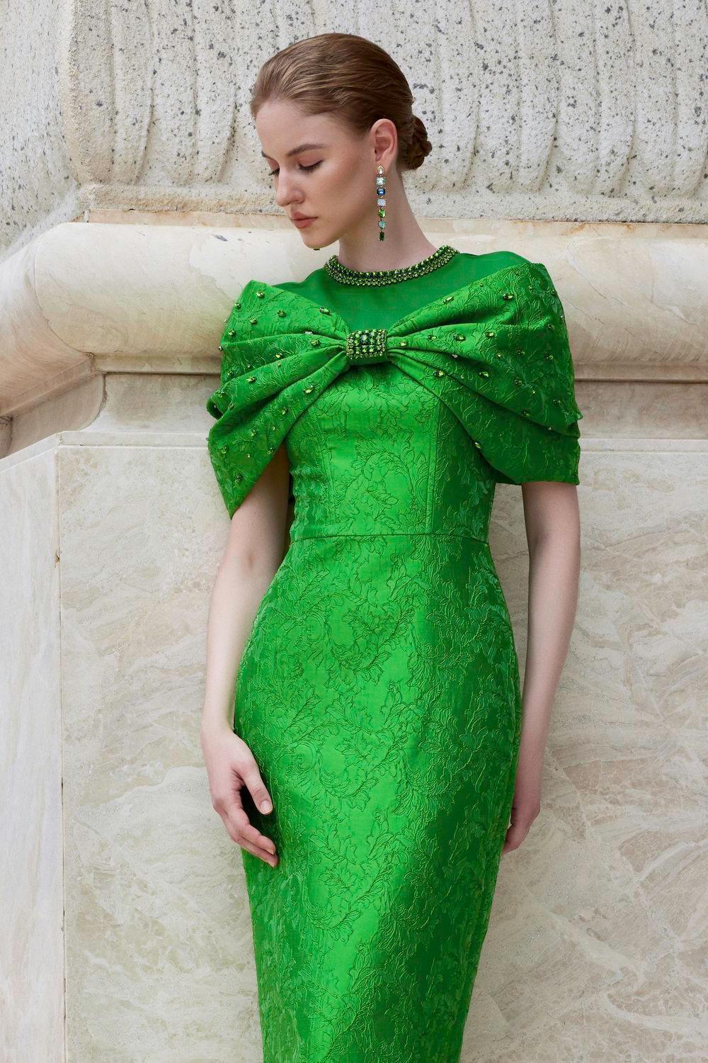 Women's Kaleido Pegged Stone Jacquard Floor Length Dress Xs/S/M/L/Xl/Xxl Emerald Mean Blvd Emerald / XL Women's Kaleido Pegged Stone Jacquard Floor Length Dress Xs/S/M/L/Xl/Xxl Emerald Mean Blvd Emerald / XL