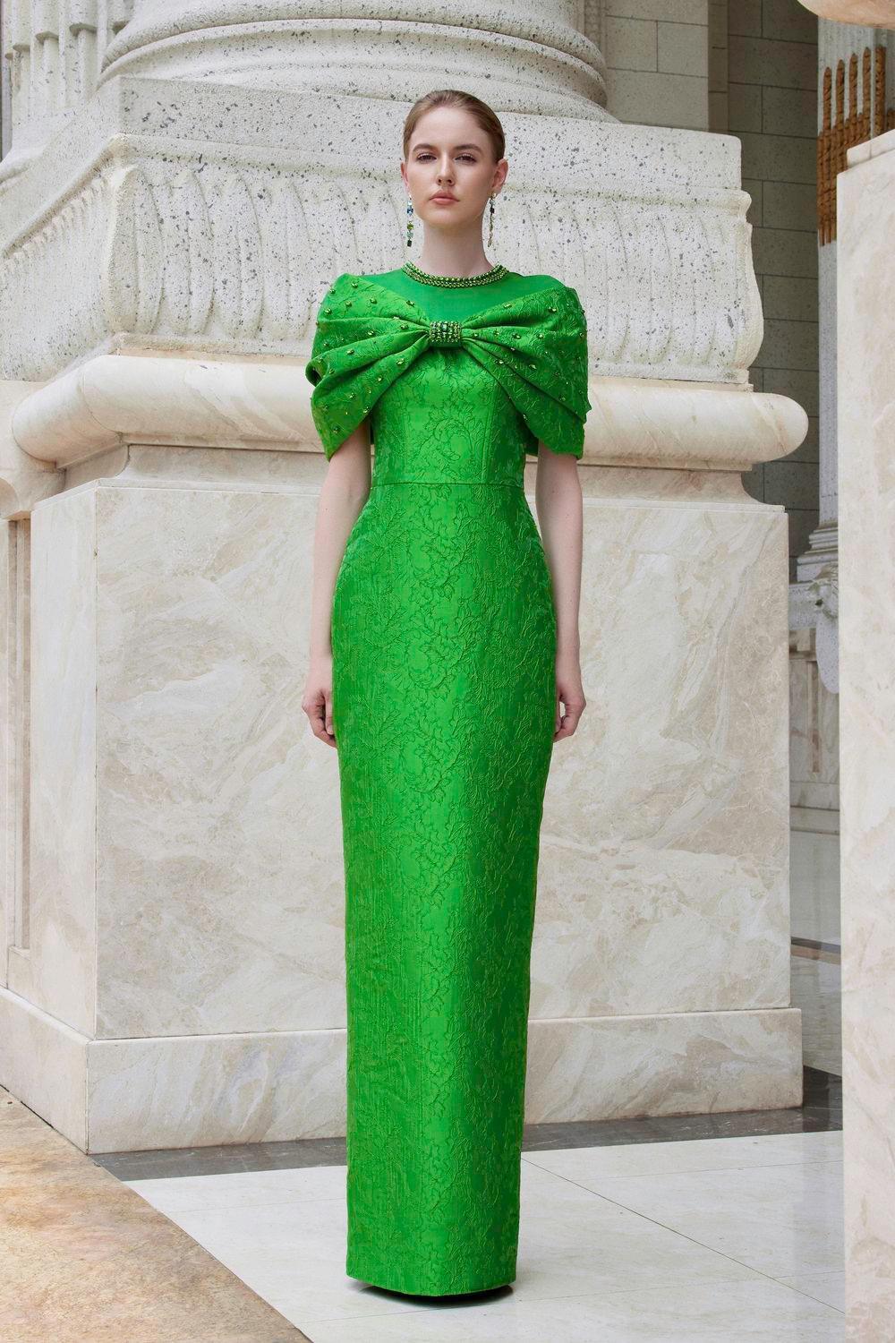 Kaleido Pegged Stone Jacquard Floor Length Dress - MEAN BLVD