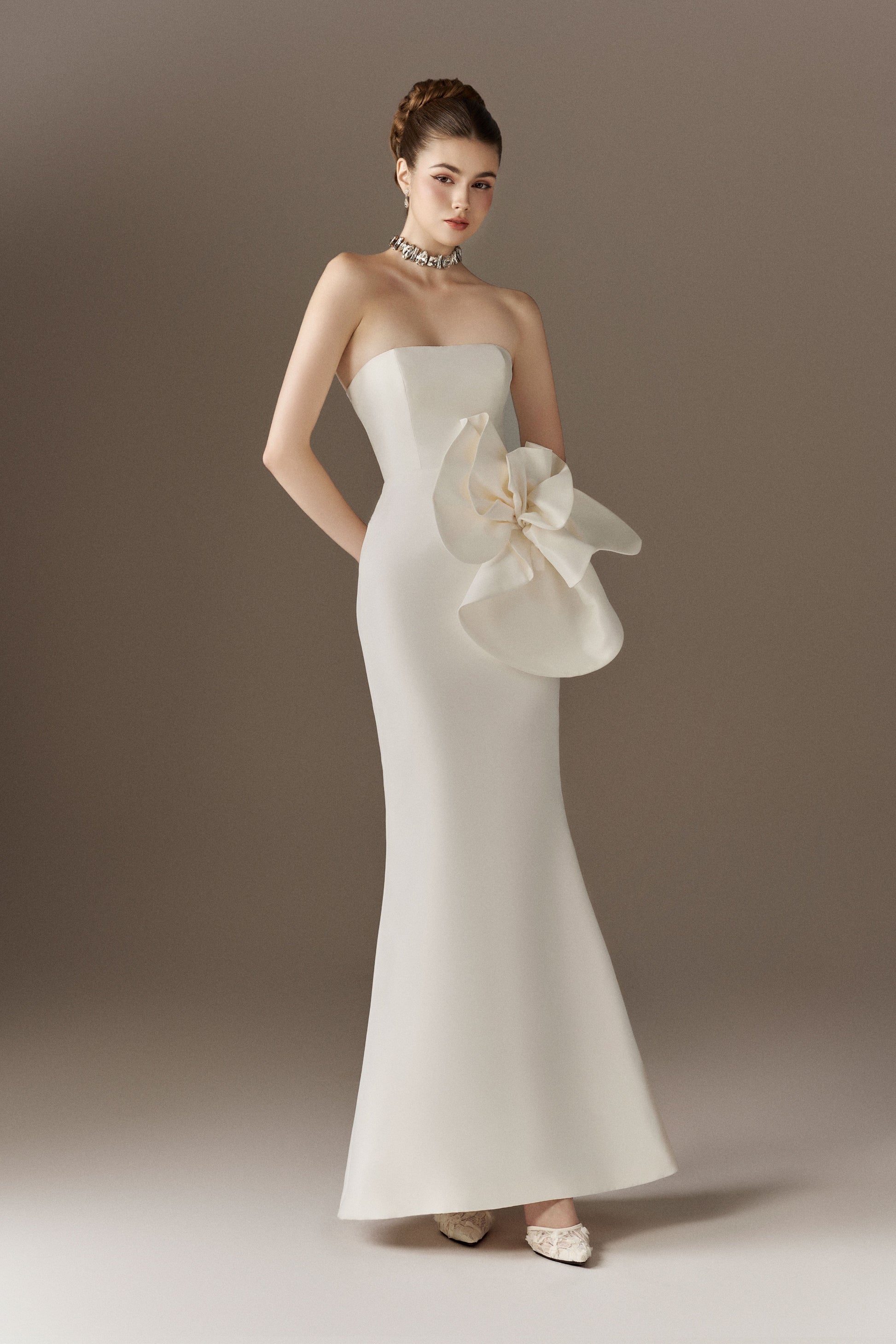 Floralia  Bandeau Maxi Dress With Oversized 3D Flower 4