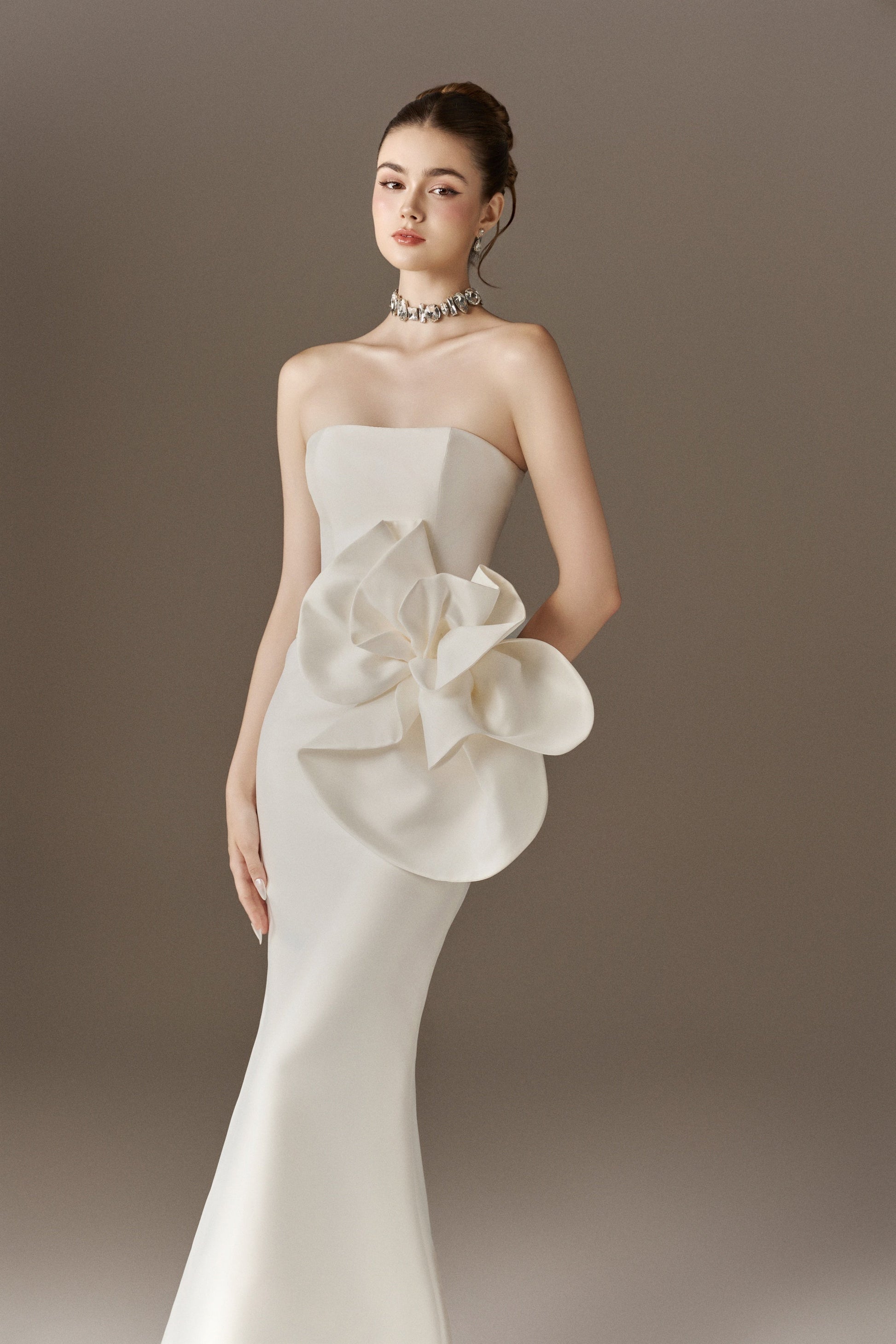 Floralia  Bandeau Maxi Dress With Oversized 3D Flower 3