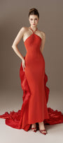 Phoenixia Halter Corset Gown With Cascading Flames