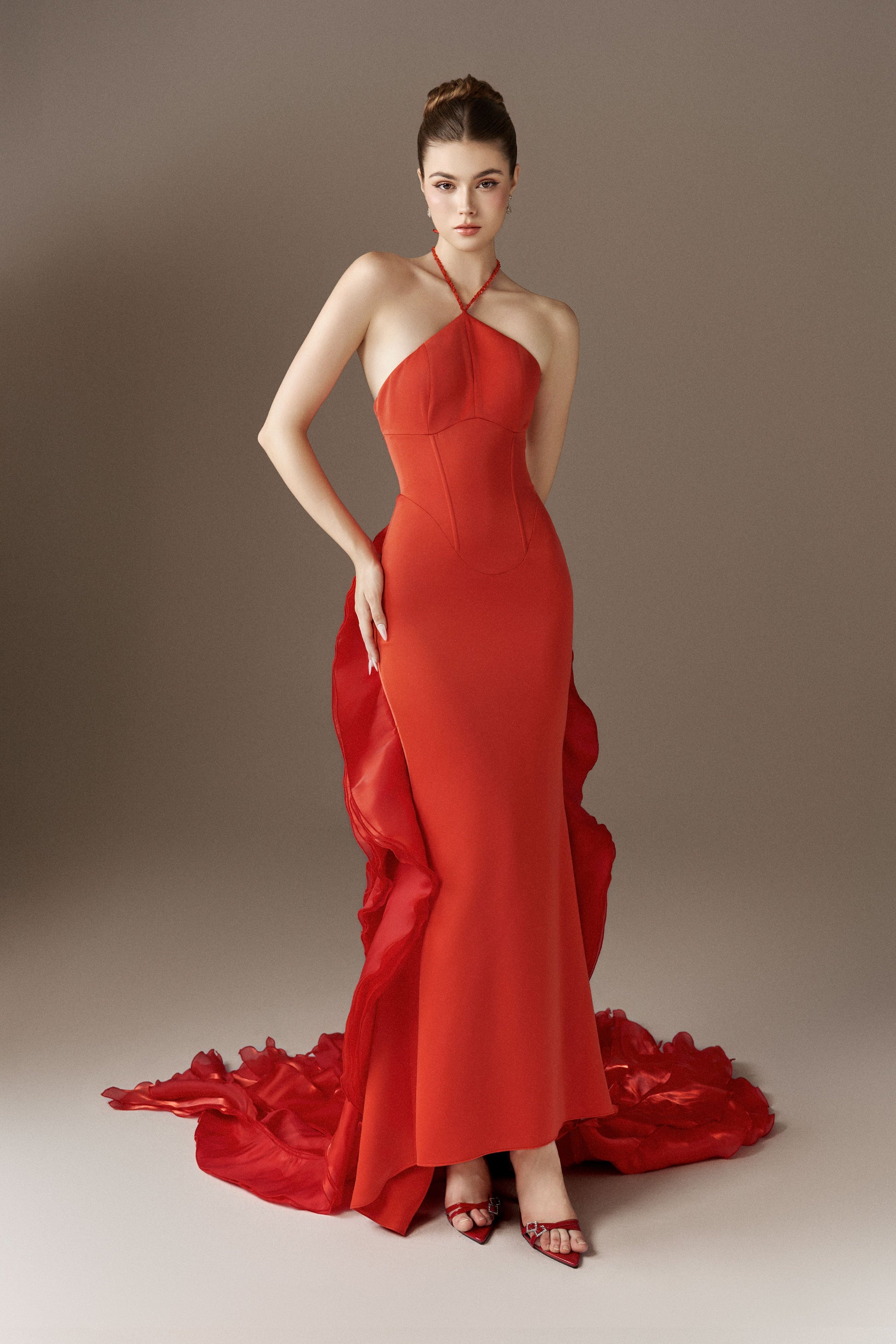 Phoenixia Halter Corset Gown With Cascading Flames – MEAN BLVD