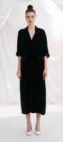 Kalla Shift V-Neck Velvet Midi Dress - MEAN BLVD