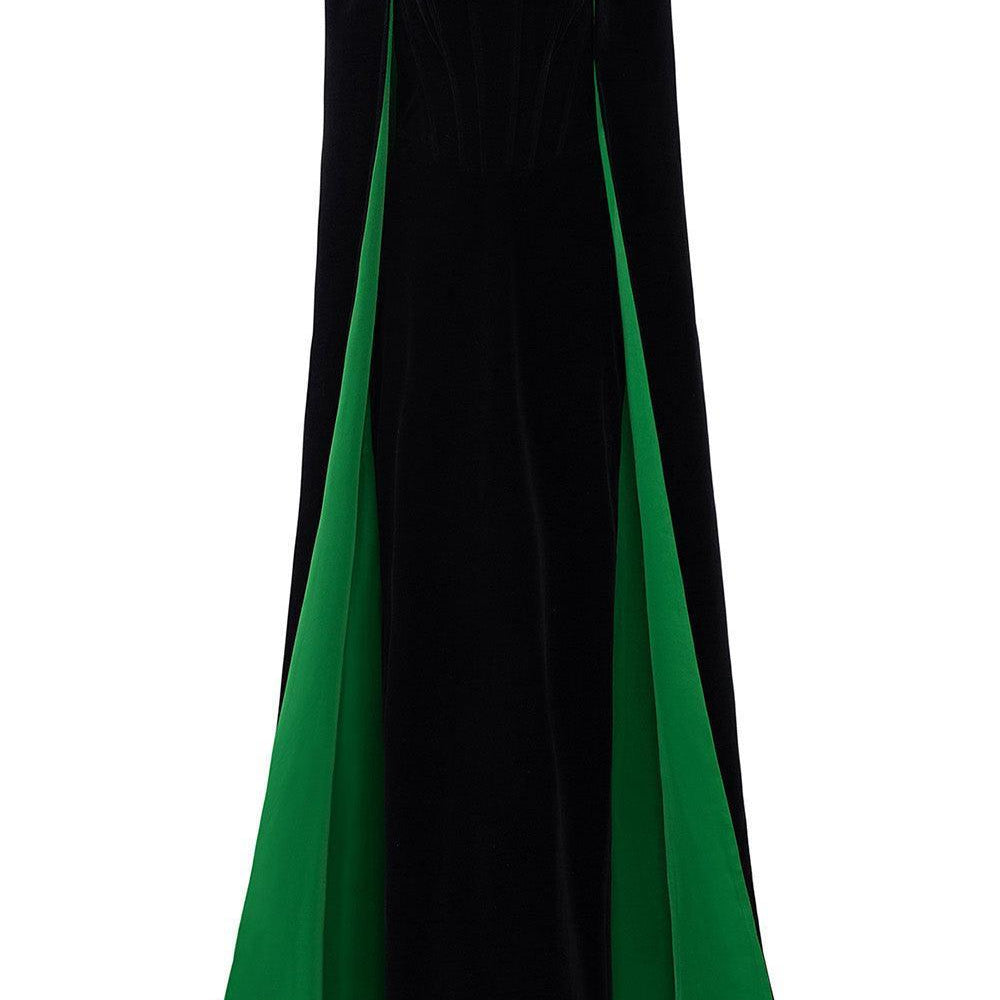 Kallie Sheath Cape Sleeved Velvet Floor Length Dress - MEAN BLVD