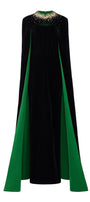 Kallie Sheath Cape Sleeved Velvet Floor Length Dress - MEAN BLVD