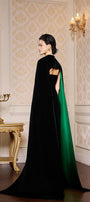 Kallie Sheath Cape Sleeved Velvet Floor Length Dress - MEAN BLVD