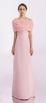 Kamila A-line Flower Applique Mesh Taffeta Floor Length Dress - MEAN BLVD