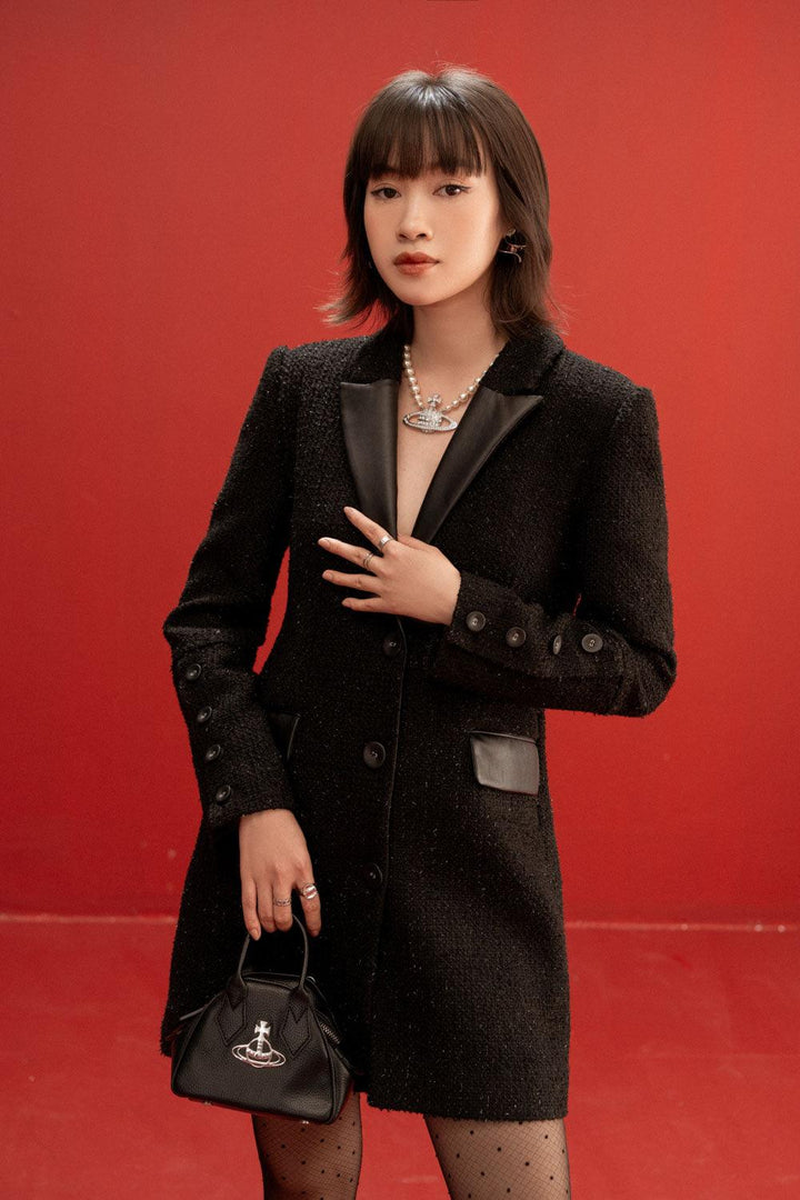 Kane A-line Notch Lapel Korean Texture Mini Dress - MEAN BLVD