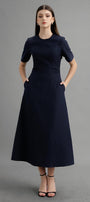 Karen A-line Round Neck Polycotton Midi Dress - MEAN BLVD