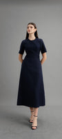 Karen A-line Round Neck Polycotton Midi Dress - MEAN BLVD