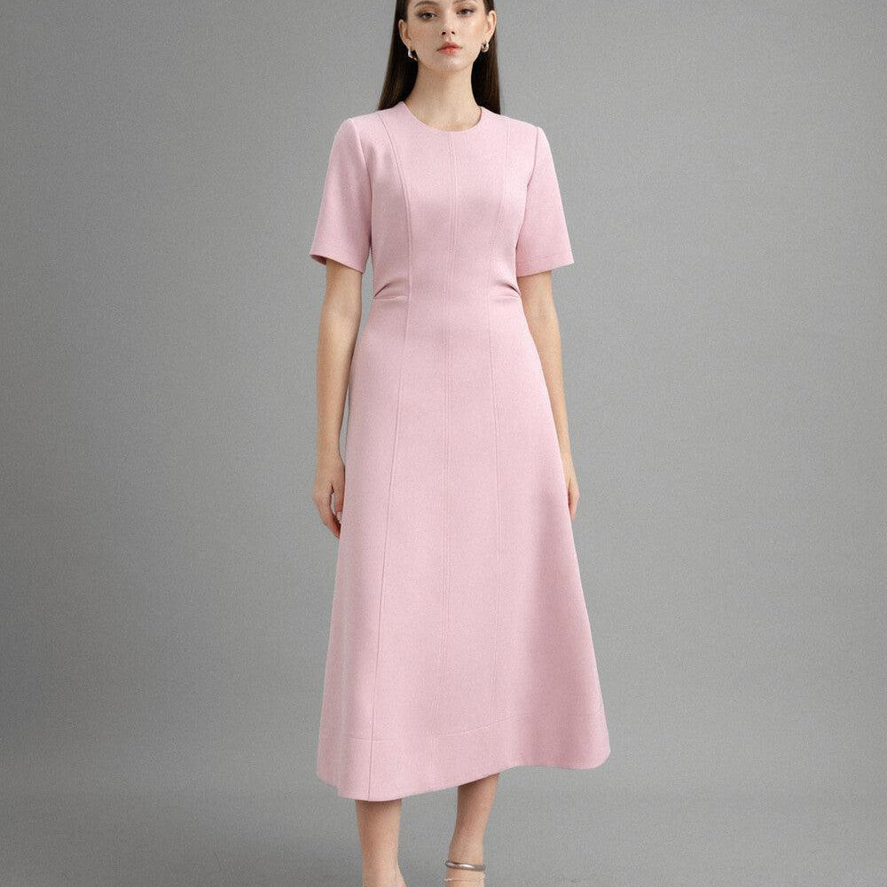 Karen A-line Round Neck Polycotton Midi Dress - MEAN BLVD