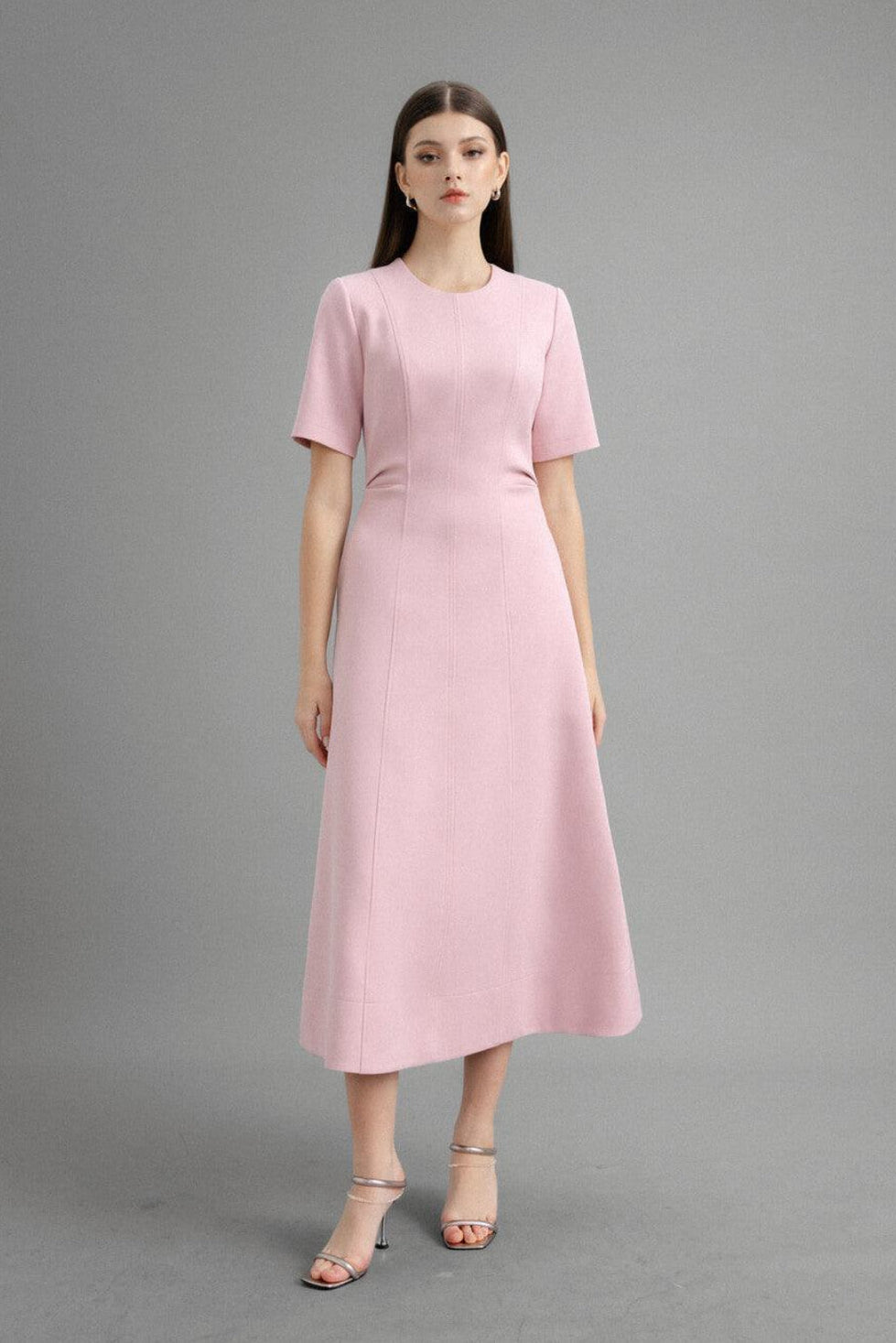 Karen A-line Round Neck Polycotton Midi Dress - MEAN BLVD