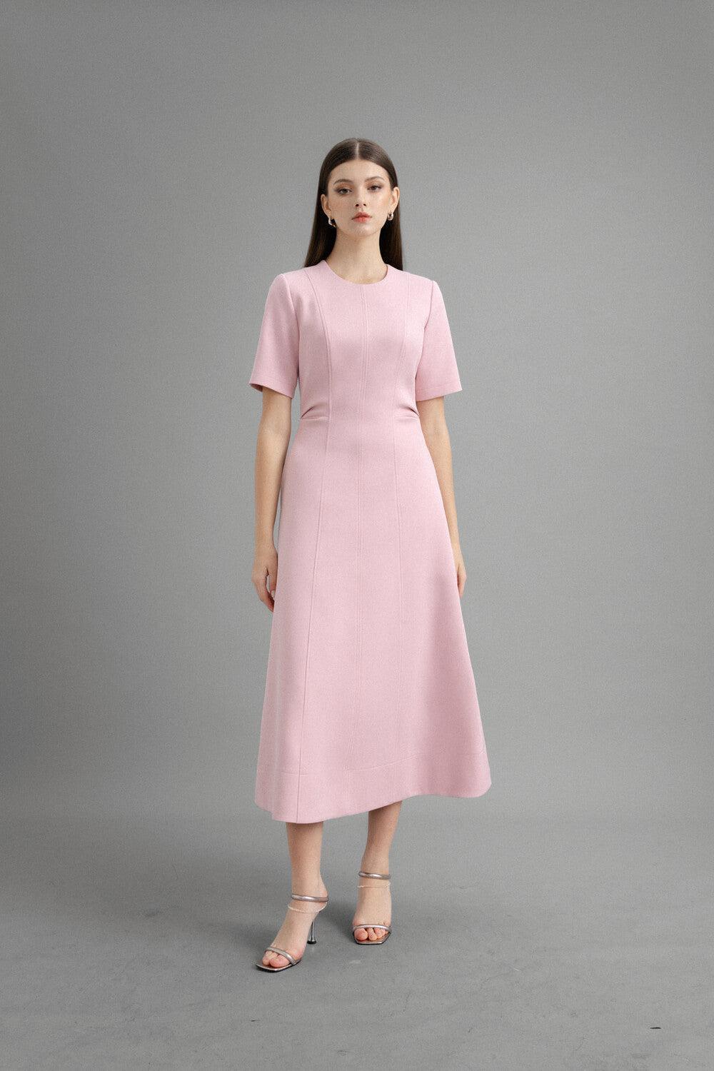 Karen A-line Round Neck Polycotton Midi Dress - MEAN BLVD