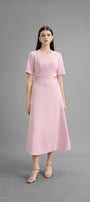 Karen A-line Round Neck Polycotton Midi Dress - MEAN BLVD