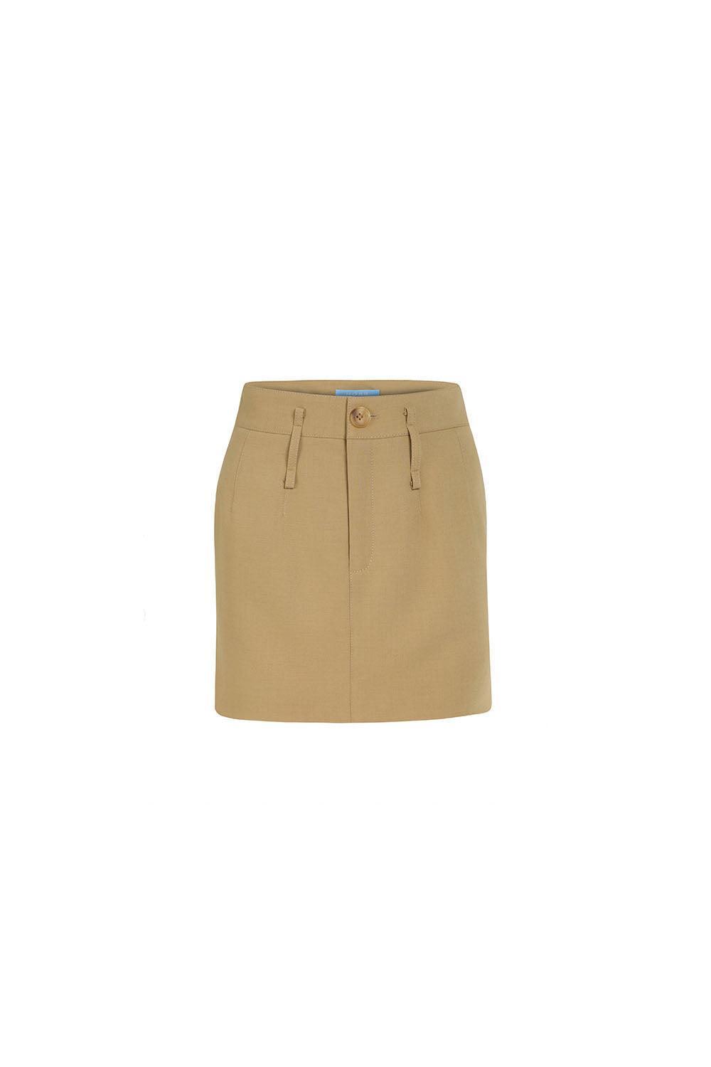 Karen Straight High Waist Twill Mini Skirt - MEAN BLVD