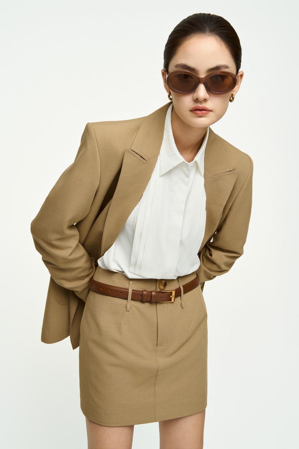 Karen Straight High Waist Twill Mini Skirt - MEAN BLVD