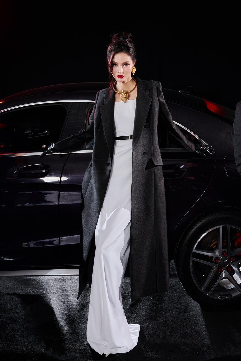 Women's Kart Straight Notch Lapel Cotton Trench Coat S/M/L Black MEAN BLVD
