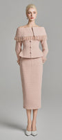 Kassidy Peplum Off-Shoulder Tweed Top - MEAN BLVD