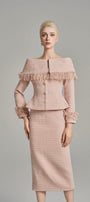 Kassidy Peplum Off-Shoulder Tweed Top - MEAN BLVD