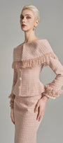 Kassidy Peplum Off-Shoulder Tweed Top - MEAN BLVD