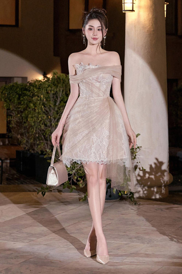 Katelyn A-line Extended Flap Mesh Lace Mini Dress - MEAN BLVD