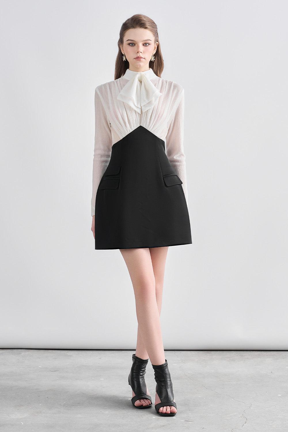 Katherine A-line Bow Tie Chanel Mini Dress - MEAN BLVD