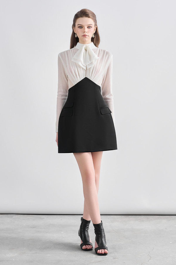 Katherine A-line Bow Tie Chanel Mini Dress - MEAN BLVD