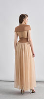 Kathryn Fit and Flare Cape Shoulder Chanel Maxi Dress - MEAN BLVD