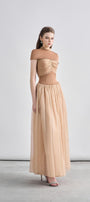 Kathryn Fit and Flare Cape Shoulder Chanel Maxi Dress - MEAN BLVD
